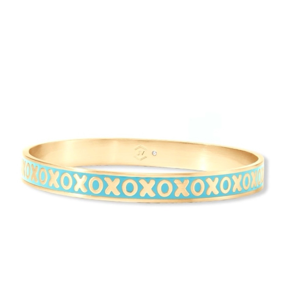 $198 Julie Vos XO Bangle Bracelet  blue / gold